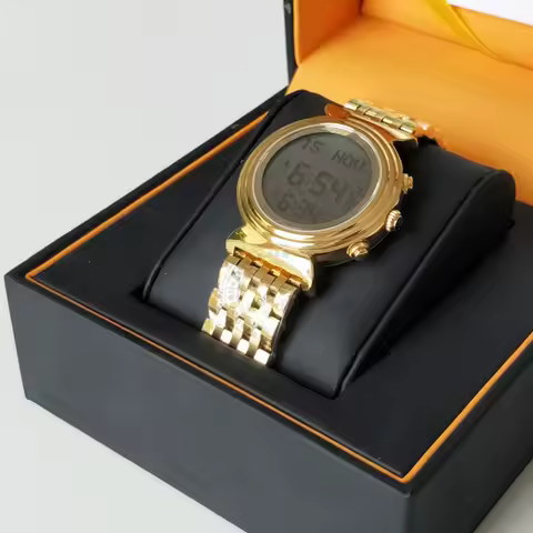 Muslim Azan Watch Al Harameen Fajr Time Prayer Clock Islamic Qibla Wristwatch With Compass Best Gift