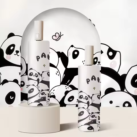 Cute Panda Pattern Sunshade Umbrella Folding Umbrella UV Umbrella Windproof UV Blocking Portable Rai