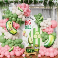 Satu Kit Lengkung Belon Big Dill dengan Belon Pastel Sage Green Pink dan Belon Foil Timun Acar Lucu 