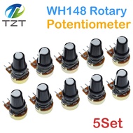 5Set WH148 1K 10K 20K 50K 100K 500K Ohm 15mm With AG2 White Cap 3 Pin Linear Taper Rotary Potentiome