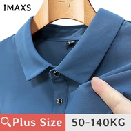 50-140KG PLUS SIZE Short Sleeve Top Ice Silk Breathable Loose Business Blue Polo Shirt 7XL 8XL 9XL