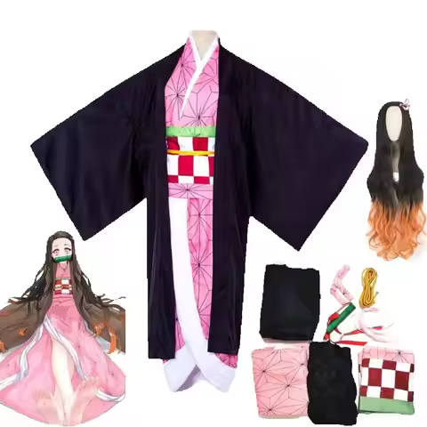 Kamado Nezuko Cosplay Anime Nezuko Cosplay Costume Kimono Haori Wig Suit Adult Boys Halloween Carniv