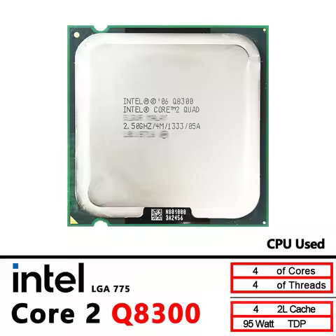 Intel Core 2 Quad Q8300 2.5 GHz Used Quad-Core Quad-Thread Q8300 CPU 4M 95W LGA 775
