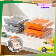 FH-C410 2-Tier Egg Storage Box Organizer 2-Tier Egg Rack/ Egg Storage Box Multipurpose Rack