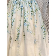 gaun kembang dewasa floral skirt dress kembang Pear Shaped Berkeley Green Printed Linen A-Line Skirt