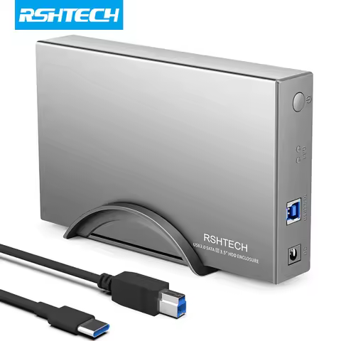 RSHTECH 3.5'' HDD Case 5Gbps USB C to SATA External Hard Drive Enclosure UASP Automatic Sleep for 3.