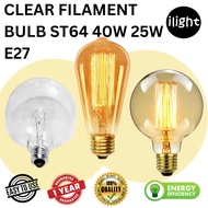 ST64 G95 E27 Bulb 40W 25W Clear Filament Incandescent Bulb Round Long Shape Clear Glass Bulb CLEARAN