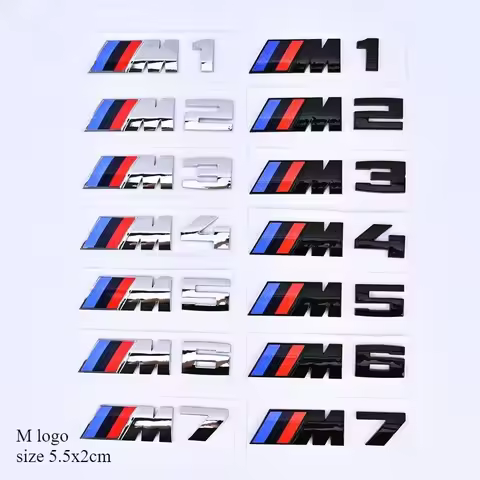 BMW M series M1 M2 M3 M4 M6 M7 rear luggage compartment logo sticker ABS changed to silver/black sti