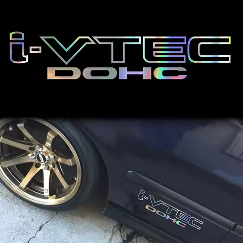 I-vtec Dohc Holographic Oil Slick Chome Windshield Sticker for JDM Mugen Decal Car Motorcycle Access