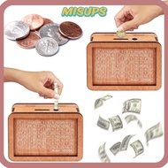 MISUPS Piggy Bank, Reusable with Saving Money Goals Counter Money Box, Home Use Handmade Wooden Mone