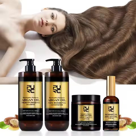 PURC Morocco Set Serum Smoothing Shampoo Conditioner And Repair Hair Mask Anti Dandruff Scalp Anti-I