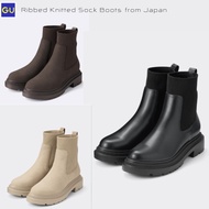 GU Ribbed Knit Sock Boots | Chunky Sole【Direct from Japan】