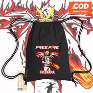 Opm Character Free Firee Motif Drawstring Bag / FF Free Firee Opm String Bag Free Name