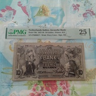 Netherlands Indies 1938 Wayang 10 Gulden Waverent PMG 25