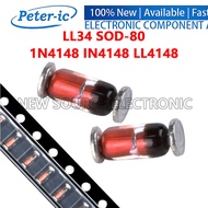 (20-100pcs)1N4148 IN4148 LL4148 0.5W LL34 SOD-80 SMD Switch Diode 1206 Glass Cylinder Package