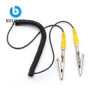 BTLIMER Anti-Static ESD Grounding Cable, 2mm PU,Metal Coiled Cord, 180cm / 71" Polyurethane Male-to-