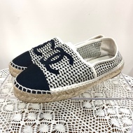 chanel 香奈兒 黑白編織漁夫鞋 36碼 🈚附件