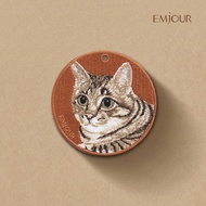 EMJOUR Double-Sided Embroidered Charm-Tabby Cat | Pet Souvenir Gift Key Ring Bag Accessories Decorat