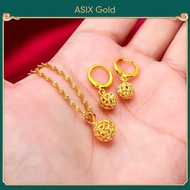 ASIXGOLD Women's Gold 916 Beads Necklace Earrings 2-in-1 Jewelry Set 24K Gold Bangkok Gold Jewelry Gift Emas Wanita 916 Manik-manik Kalung Anting-Anting Set Perhiasan 2-in-1 Hadiah Perhiasan Emas Bangkok Emas 24K