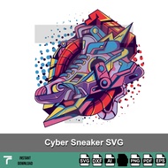 E033 - Cyber Sneaker Vector Act, Sneaker Design SVG, Tee Shirt SVG art, SNeaker illustration graphic