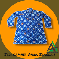 Seragam Batik Sekolah cewe model Kurung Motif Lugina Biru