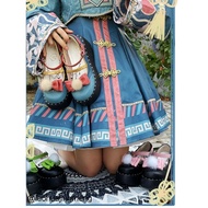 Fallen Flower Design Thick-Soled Round-Toe Chinese Element Student Shoes - Cosplay