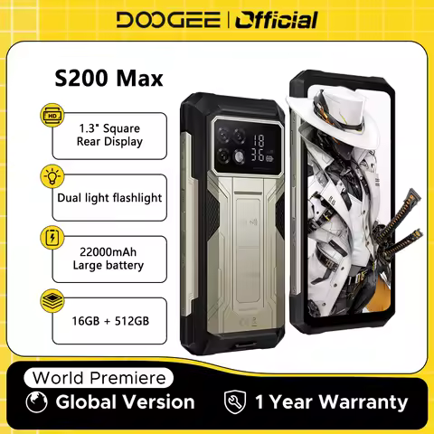 Global Version DOOGEE S200 Max Rugged Phone 16GB 512GB 22000mAh Battery 66W 1.32" Rear Display 6.72”