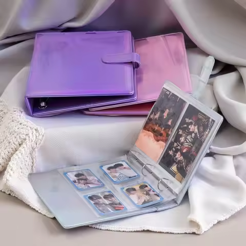PLRBOK A5 Widened 3-ring D-shaped Magnetic Buckle Laser Mirror Binder Photo Album Card PhotoCard Col