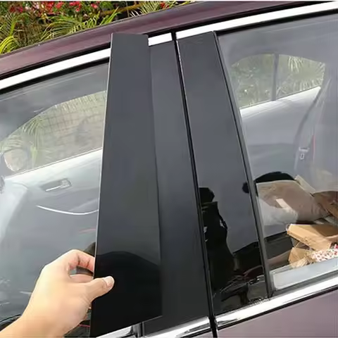6Pcs Car Door Window Column BC Pillar Post Trim Glossy Black Sticker Parts For Toyota Corolla E140 2