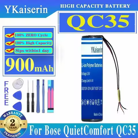 YKaiserin Replacement Battery for Bose For QuietComfort QC35 II 45 QC45 Accumulator 3-wire 750mAh/90