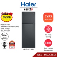 Haier 258L Digital Twin Inverter Two Door Refrigerator | HRF-IV258H No Frost Fridge Peti Ais Peti Sejuk Black Silver 电冰箱