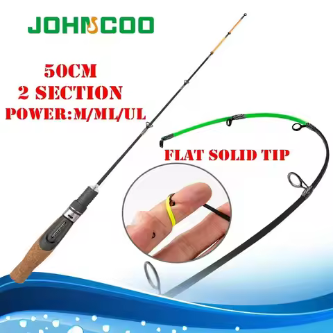 UL ML Winter Fishing Rod Soft Tip Retractable 50cm Ice Fishing Rod with Flat Tip High Quality Fiber 