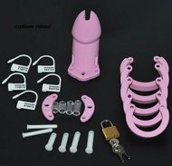 【XCSJEYA-POMDHE】Male Silicone  Prison Chastity Device  Cages Sex Toys  Belt Lock With Five  Rings With Standard Short Cage