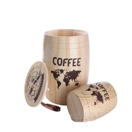 Round Coffee Barrel Coffee Bean Powder Storage Jar Sealed Jar Xiangyuan Oak Barrel Bar Decoration La