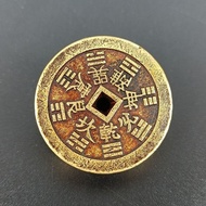 Antique Antique Thick Brass Weight Spend Money Arrival Fighters All Lined up Front Back Gossip Antiq