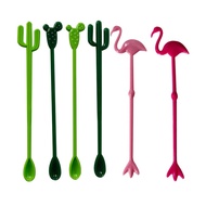 6Pcs Flamingo Cactus Shape Drink Stirrers, Cocktail Appetizer Drink Stir Swizzle Sticks Stirrers for