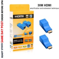 𝟐𝐏𝐜𝐬 HDMI Extender 30M To RJ45 Cat5e Cat6 Network Cable LAN Ethernet Adapter Network Extender