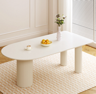 法式小戶型奶油風岩板餐桌(白色)(尺寸:140*80*75CM)