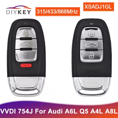 DIYKEY 754J Keyless Entry Go 315MHz 433MHz 868MHz For Audi A6L Q5 A4L A7 A8 Smart Card With Shell Re