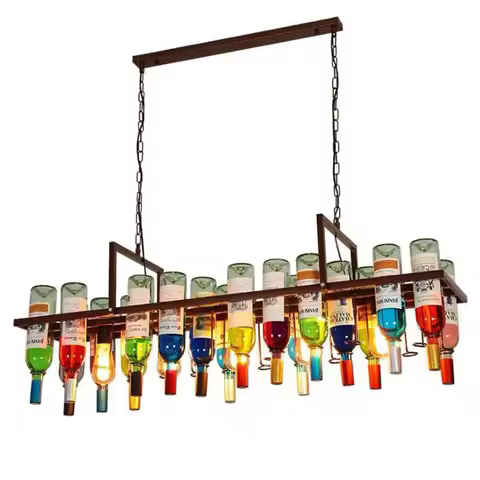 Vintage Pendant Lamp Wine Bottle Iron E27 LED Bar Decorative Lamps For Restaurant Cafe Public House 
