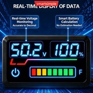 SMARTSIMPLE 48V-90V Motorcycle Digital Battery Level Indicator Electric Scooter Precision Power Disp