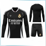 Bộ Quần Áo Bóng Đá CLB  Re-al Đen Dài Tay SS25 - Đồ Đá Bóng Thun Lạnh 4 Chiều