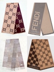 特價‼️ Gucci Loewe Fendi 頸巾披肩 classic cashmere scarf stole  經典米色駱駝色老花灰色