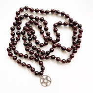 6mm Knotted Mala Necklace 108 Natural Garnet Stones Long Necklace Handmade 108 Prayer Beads Necklace Buddha Meditation Bracelet 1pc