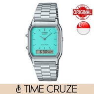 [Time Cruze] Casio AQ-230 Dual Time Adjustable Stainless Steel Tiffany Blue Men Women Watch AQ-230A-