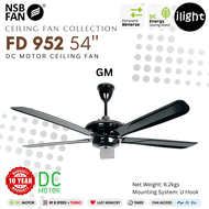 NSB FD 952 54" High-Quality ABS Blade Ceiling Fan with DC Motor RF 8-Speed Reversible and Timer - Ho