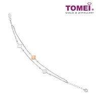 TOMEI Double Strands Bracelet in Quadrated Sensation, White+Rose Gold 585