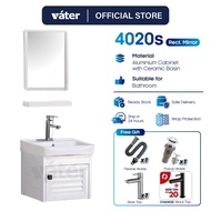 [VATER] 4020s Aluminium Bathroom Cabinet Basin Set Ceramic Sink With Rectangle Mirror Shelf Set Whit