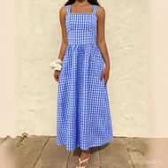 Classic Literary Plaid Sling Dress - Large Size | EU8R