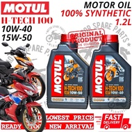 [1.2L]MOTUL 4T H TECH 100 10W-40 10W-50 MOTOR OIL ENGINE LUBRICANT MINYAK HITAM PETROL SYNTHETIC RS 